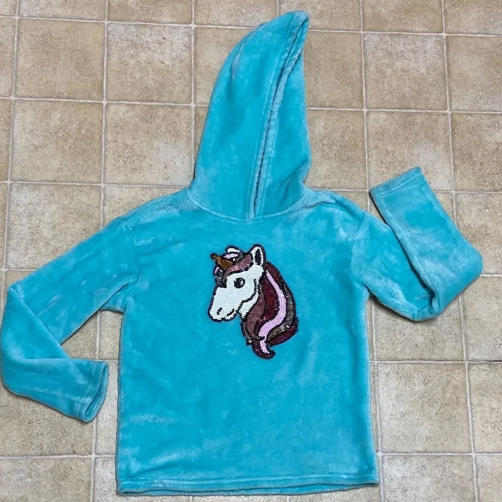 BCBG GIRLS Kids Unicorn Hoodie - Turquoise Size M (10-12)